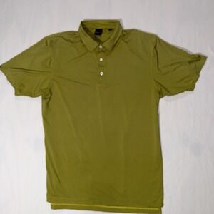 Dunning Golf Men's XL Yellow Blue Striped Athletic Performance Polo Shirt